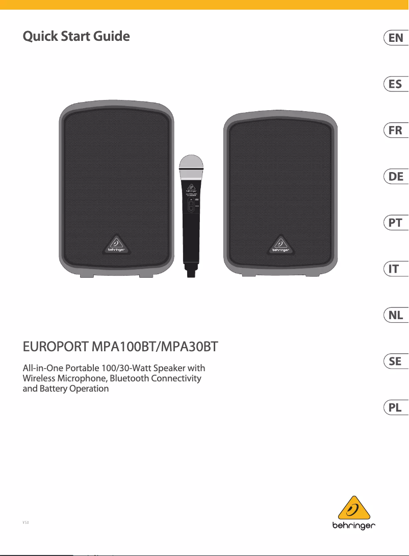 Page n°1 - Manuel utilisateur Behringer Europort MPA100BT