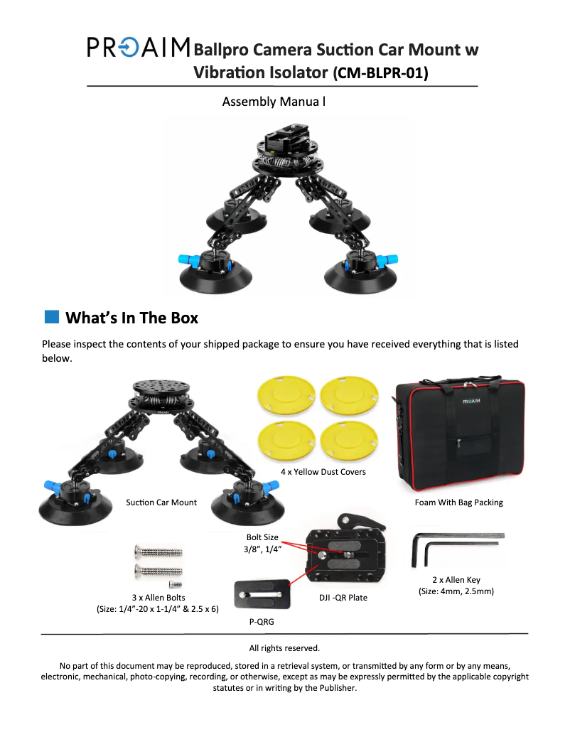 Page 1 de la notice Manuel utilisateur Proaim CM-BLPR-01