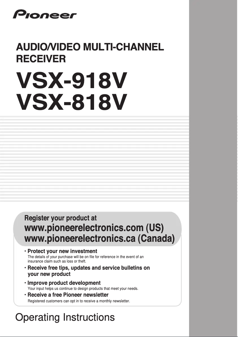Page n°1 - Manuel utilisateur Pioneer VSX-918V