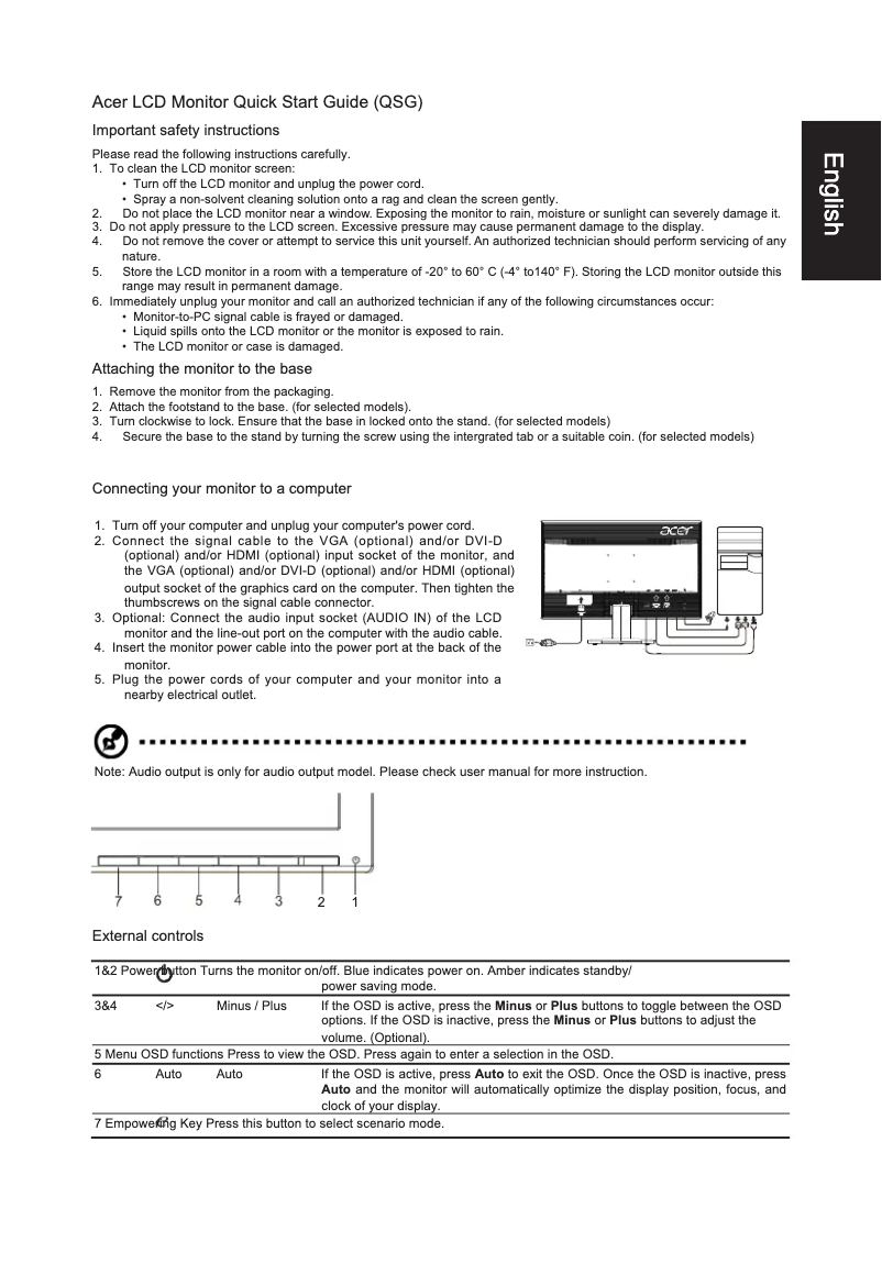 Page 1 de la notice Guide de démarrage rapide Acer KA270H