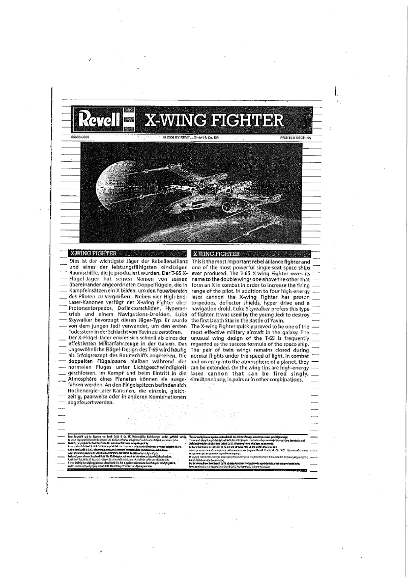 Page n°1 - Manuel utilisateur Revell X-wing Fighter (Luke Skywalker)