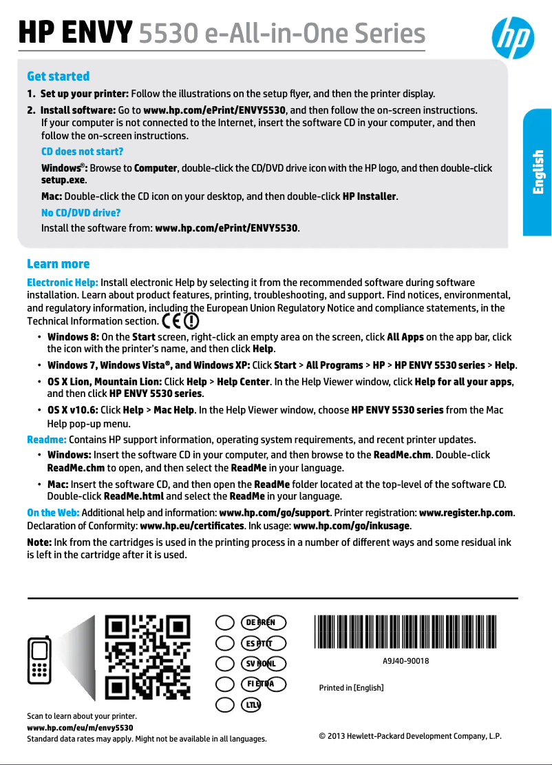 Page n°1 - Manuel utilisateur HP Envy 5539