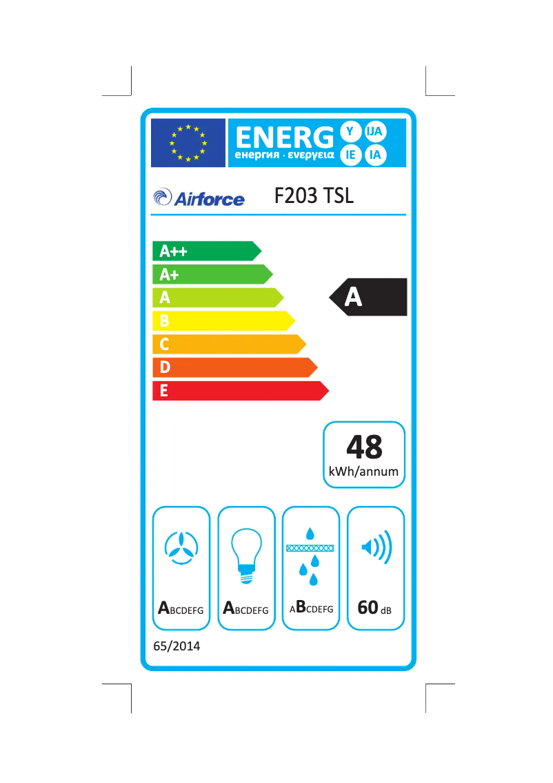 Page 1 de la notice Label énergétique Airforce F203
