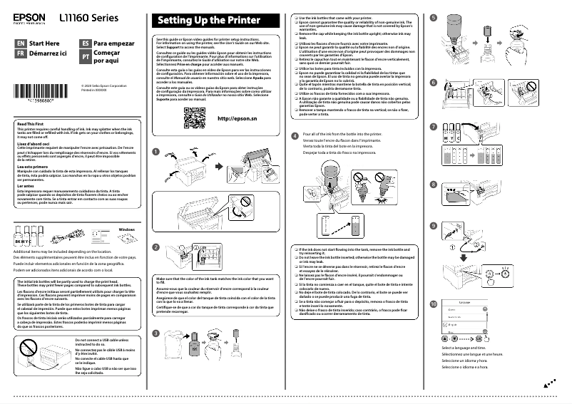Page n°1 - Guide d'installation Epson EcoTank L11160