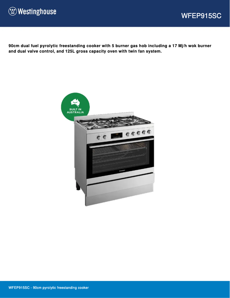 Image de la première page du manuel de l'appareil WFEP915SC