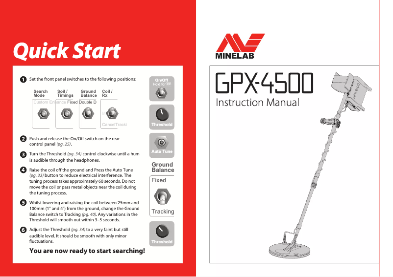 Page n°1 - Manuel utilisateur Minelab GPX 4500