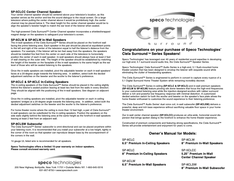 Image de la première page du manuel de l'appareil SP-5CLCC