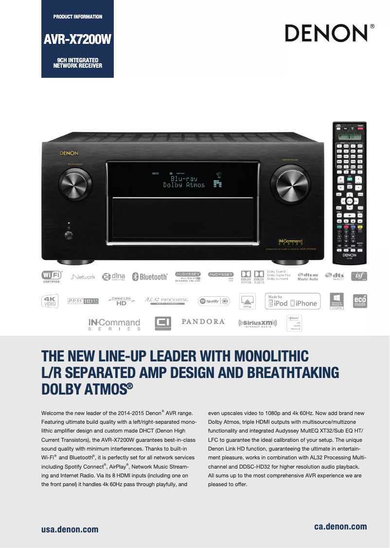 Image de la première page du manuel de l'appareil AVR-X7200W