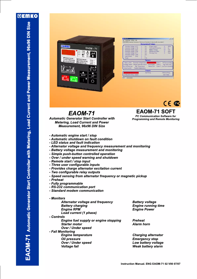 Page n°1 - Manuel utilisateur Emko EAOM-71
