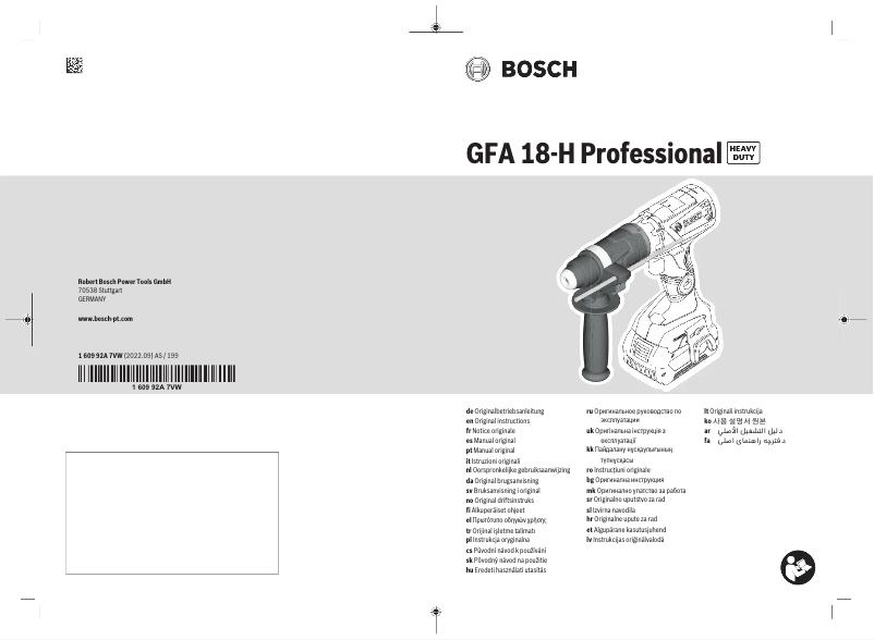 Page n°1 - Manuel utilisateur Bosch GFA 18-H Professional