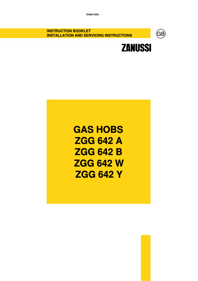 Page 1 de la notice Manuel utilisateur Zanussi ZGG642W