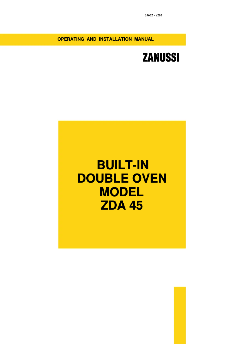 Page n°1 - Manuel utilisateur Zanussi ZDA45W