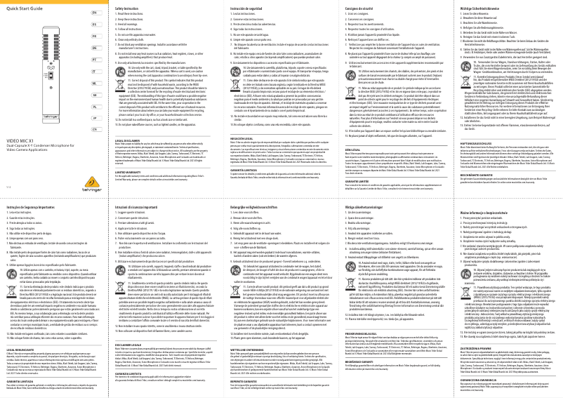 Page 1 de la notice Manuel utilisateur Behringer Video Mic X1
