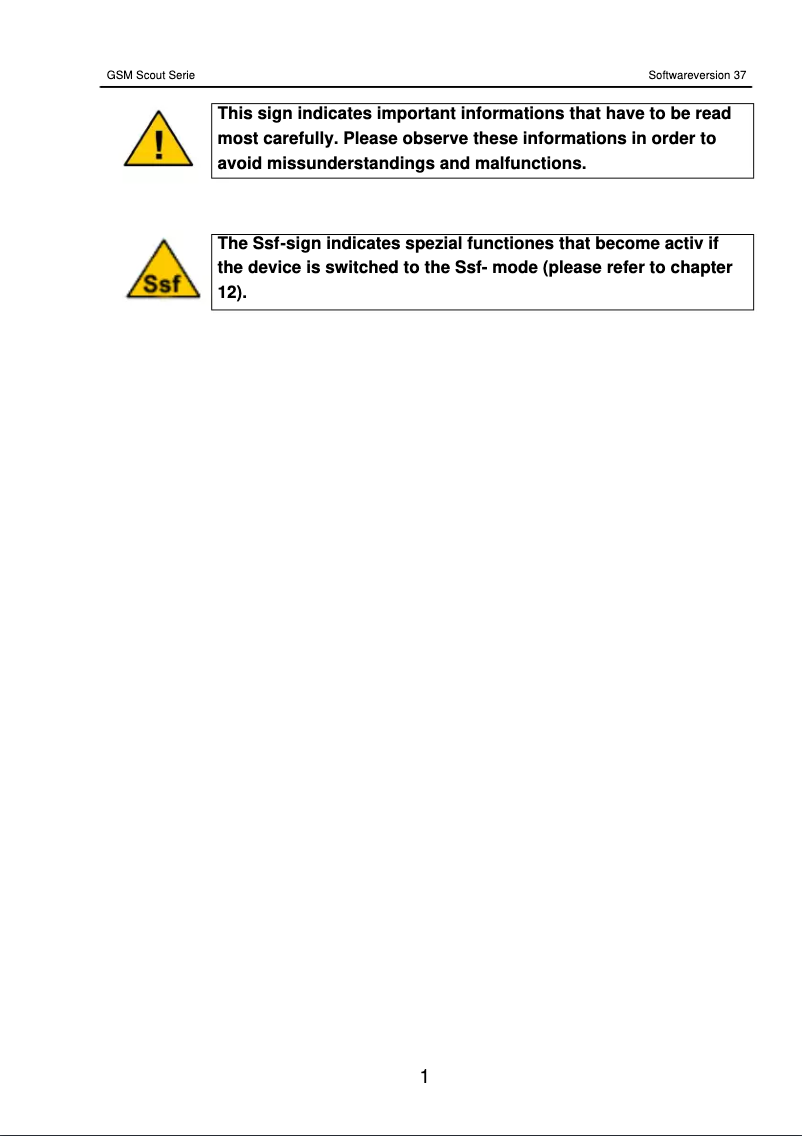 Image de la première page du manuel de l'appareil GSM Scout