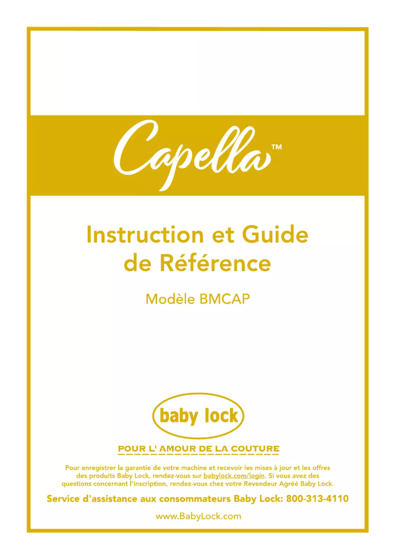 Page 1 de la notice Manuel utilisateur Baby Lock Capella