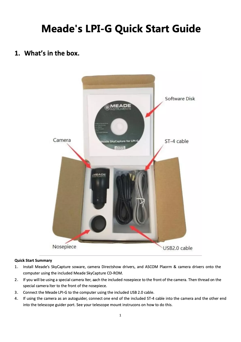 Page n°1 - Manuel utilisateur Meade LPI-GC