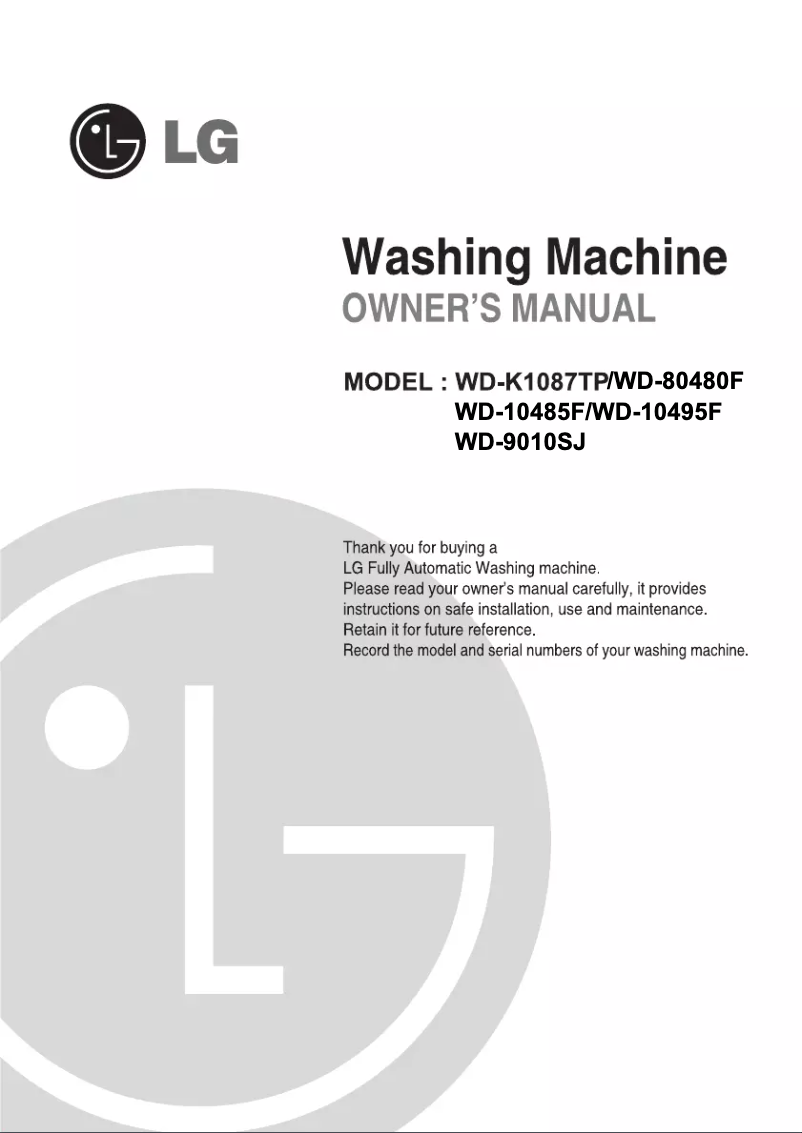 Page n°1 - Manuel utilisateur LG WD-9010SJ