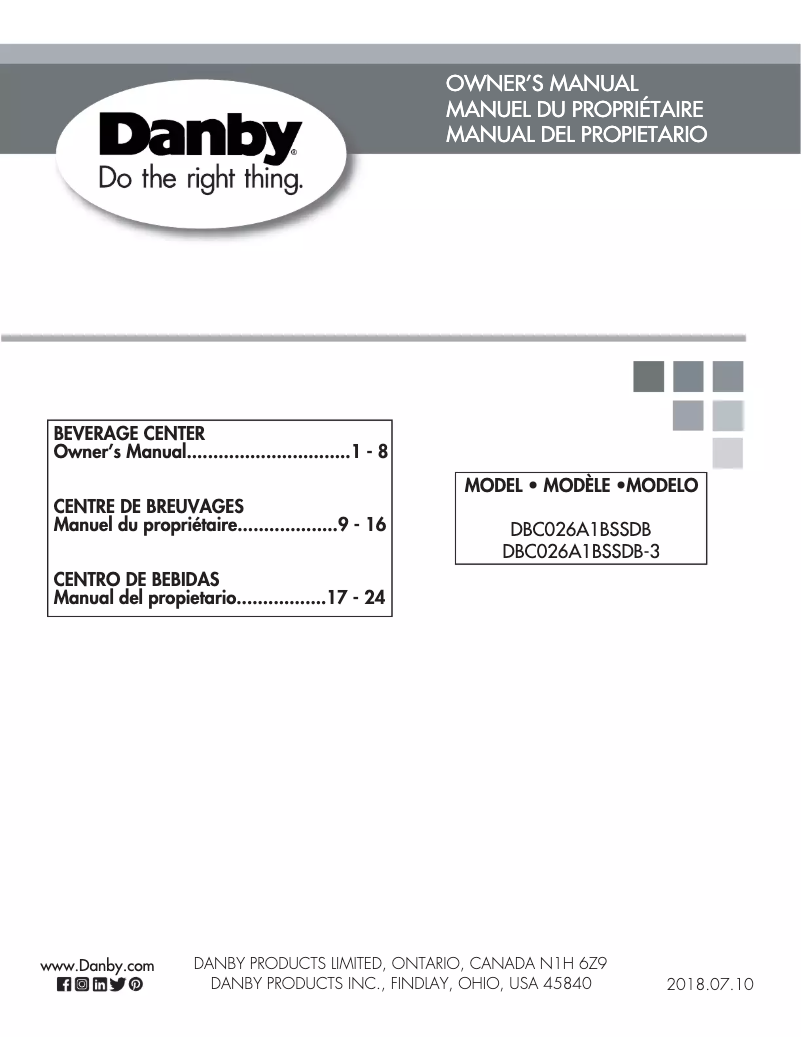 Página 1 del manual Manual de usuario Danby DBC026A1BSSDB