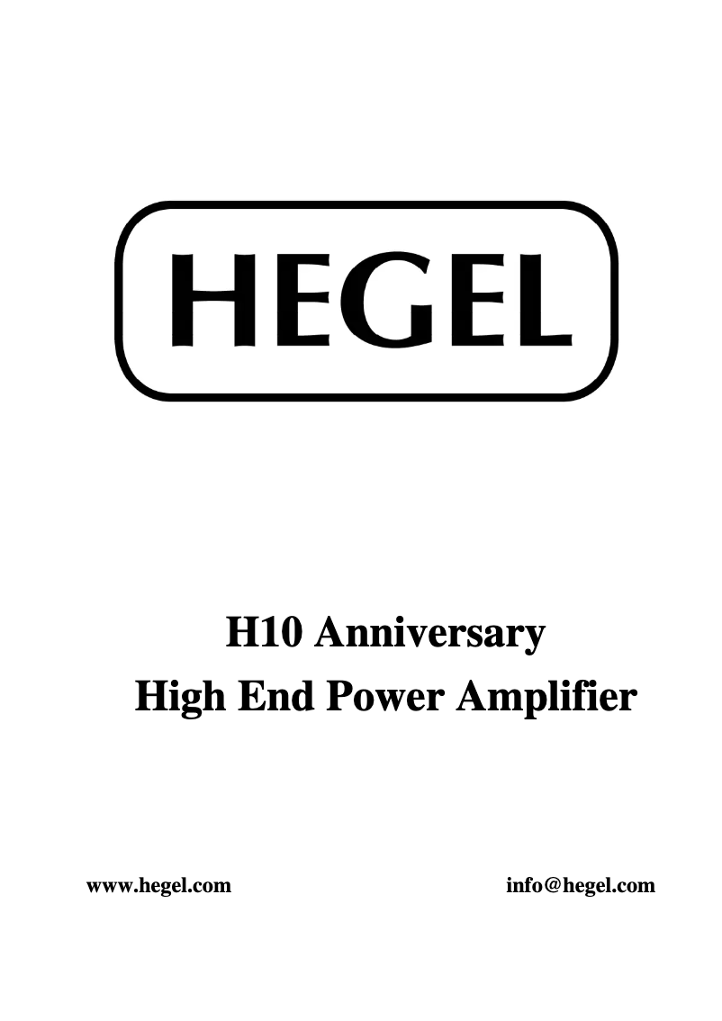 Page 1 de la notice Manuel utilisateur Hegel H10