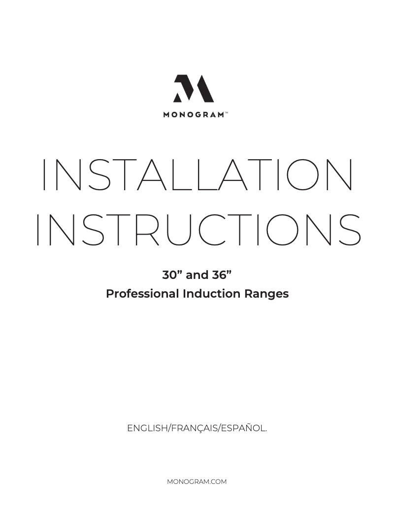 Page 1 de la notice Guide d'installation Monogram ZHP365ETVSS