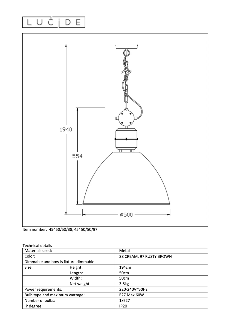 Page 1 de la notice Manuel utilisateur Lucide Garris
