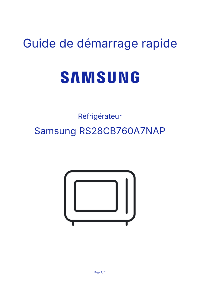 Image de la première page du manuel de l'appareil RS28CB760A7NAP