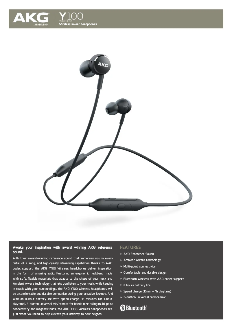 Image de la première page du manuel de l'appareil Y100 Wireless