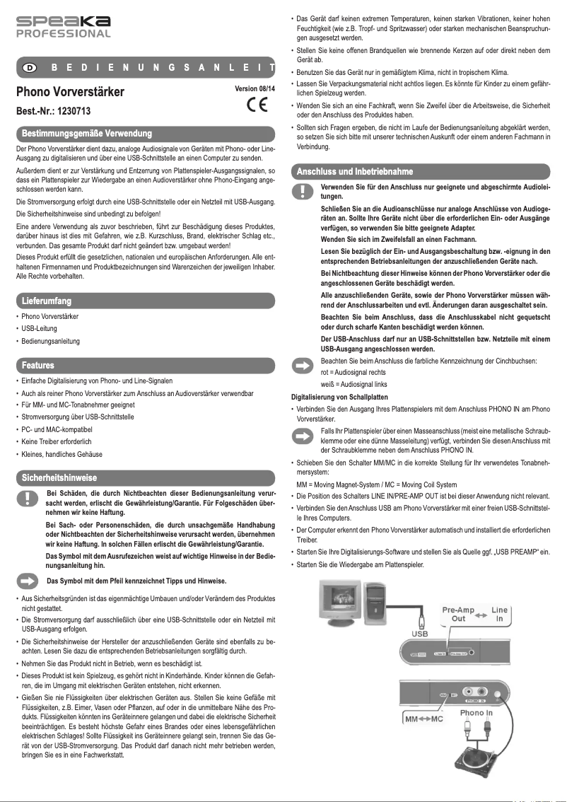 Page 1 de la notice Manuel utilisateur Speaka SP-4922852
