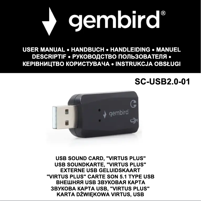 Page n°1 - Manuel utilisateur Gembird Virtus Plus SC-USB2.0-01