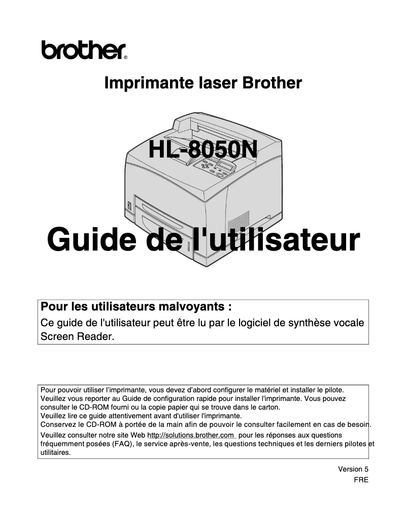 Image de la première page du manuel de l'appareil HL-8050N