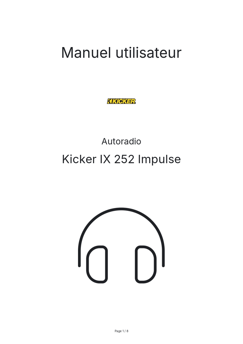 Page n°1 - Manuel utilisateur Kicker IX 252 Impulse