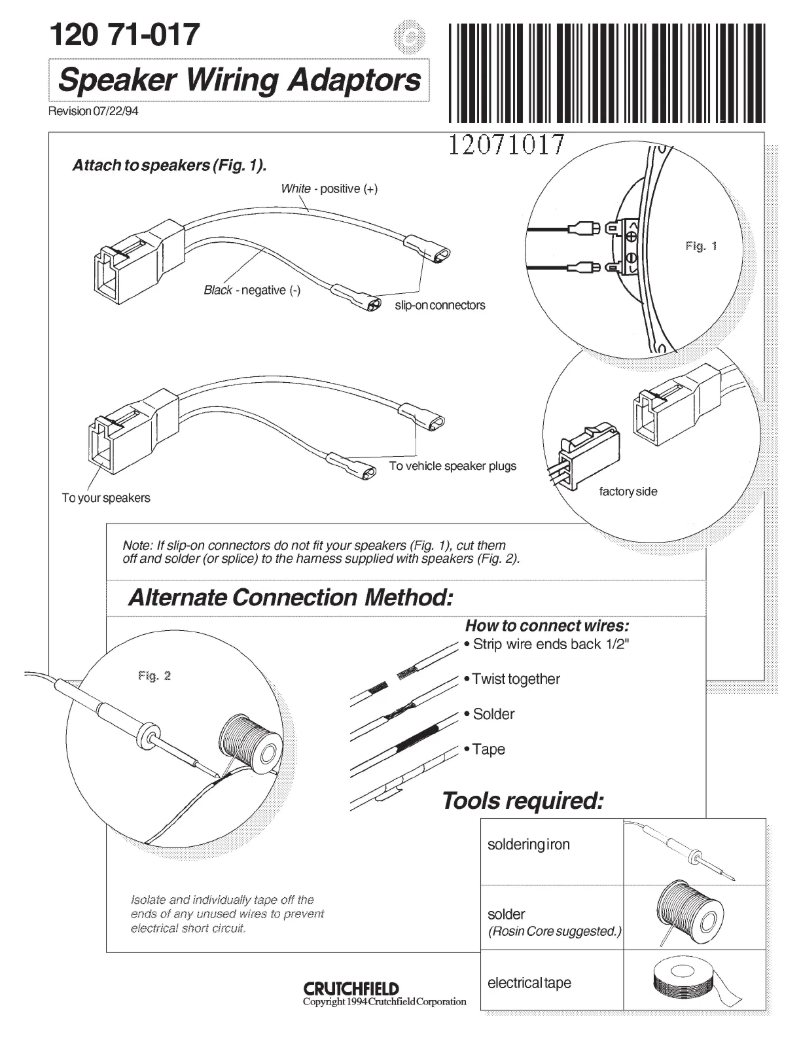Page n°1 - Manuel utilisateur Metra 71-017C