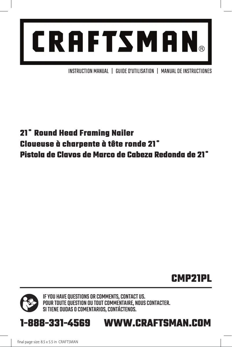 Page 1 de la notice Manuel utilisateur Craftsman CMP21PL