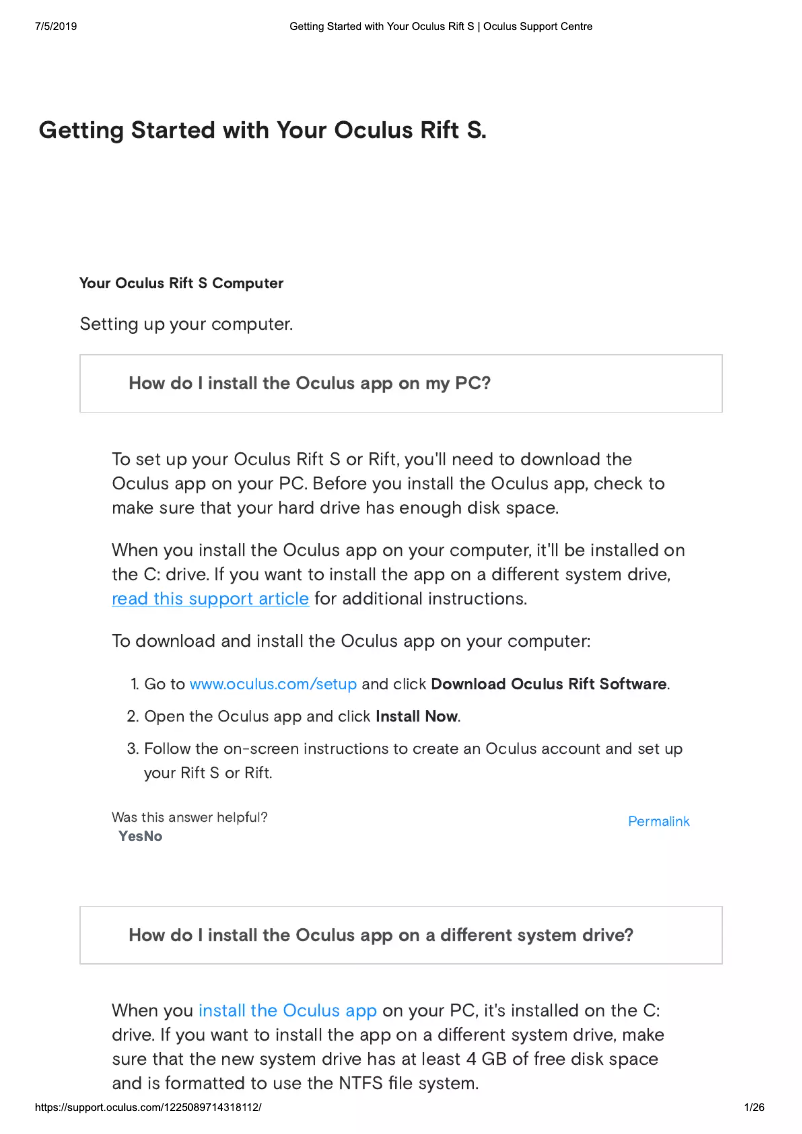 Page n°1 - Manuel utilisateur Oculus VR Rift S