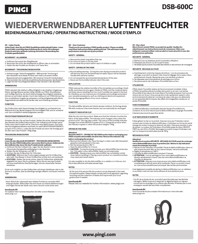 Page n°1 - Manuel utilisateur Pingi DSB-600C
