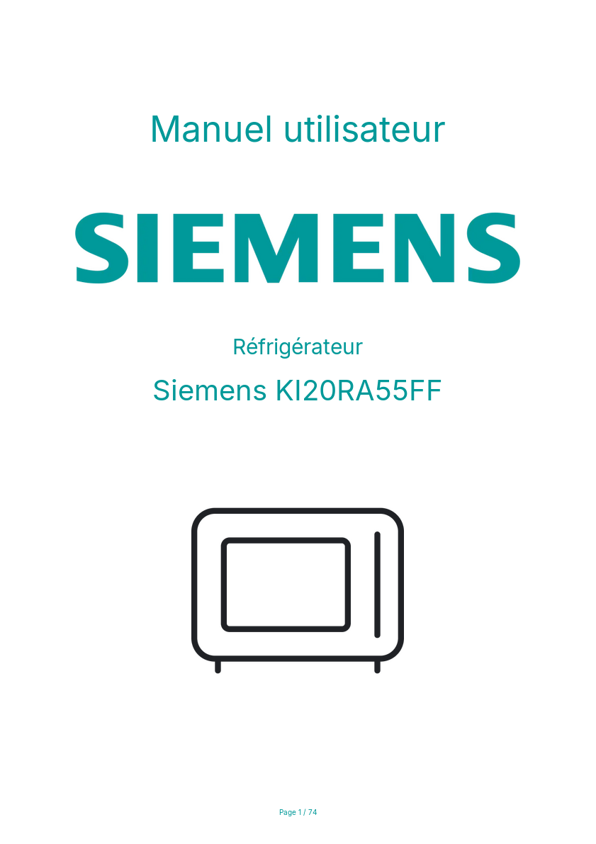 Image de la première page du manuel de l'appareil KI20RA55FF