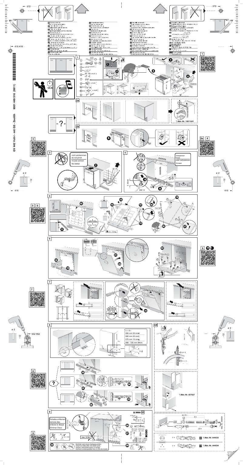 Page 1 de la notice Instructions / montage Siemens SR65ZX01MD