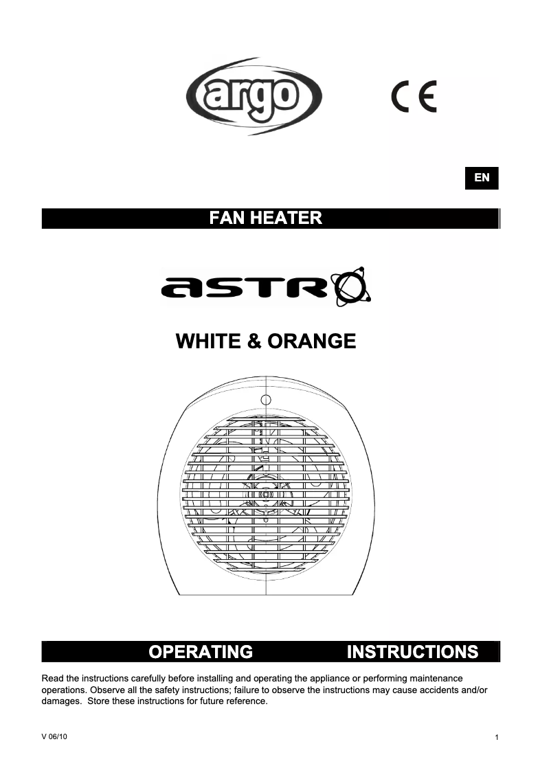 Page 1 de la notice Manuel utilisateur Argoclima Astro