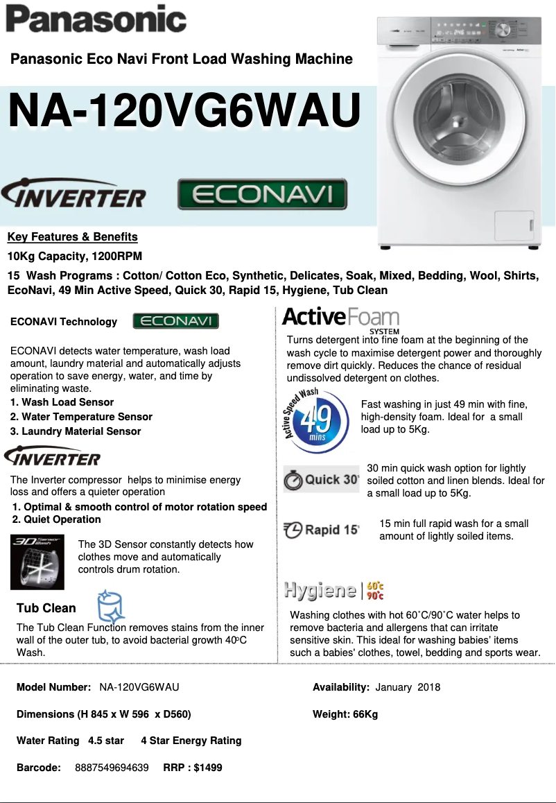 Image de la première page du manuel de l'appareil NA-120VG6