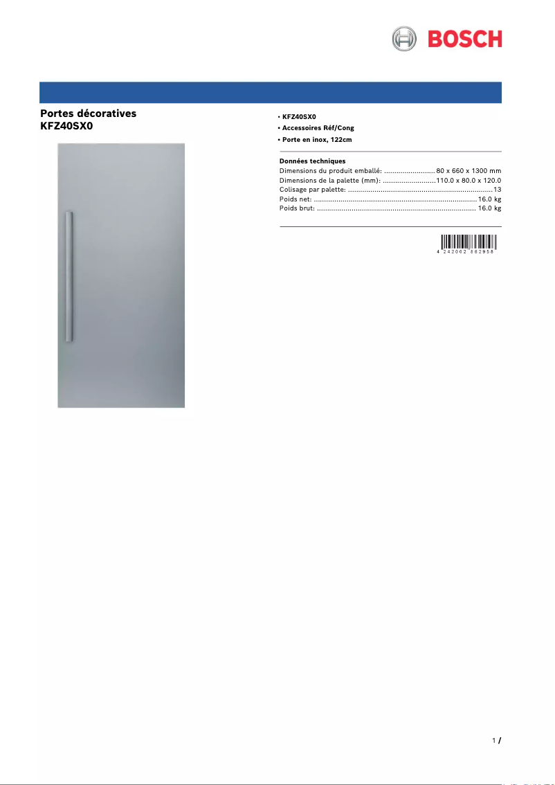 Página 1 del manual Manual de usuario Bosch KFZ40SX0