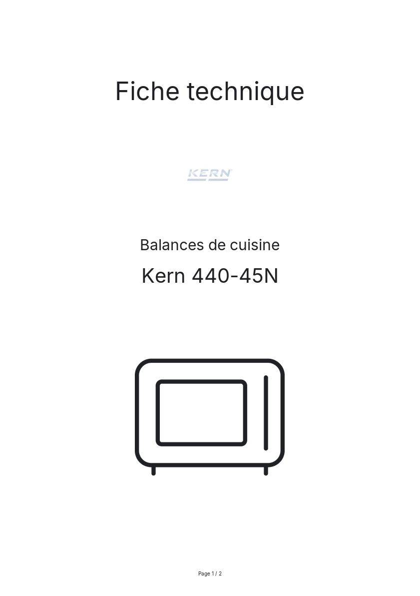 Page n°1 - Fiche technique Kern 440-45N