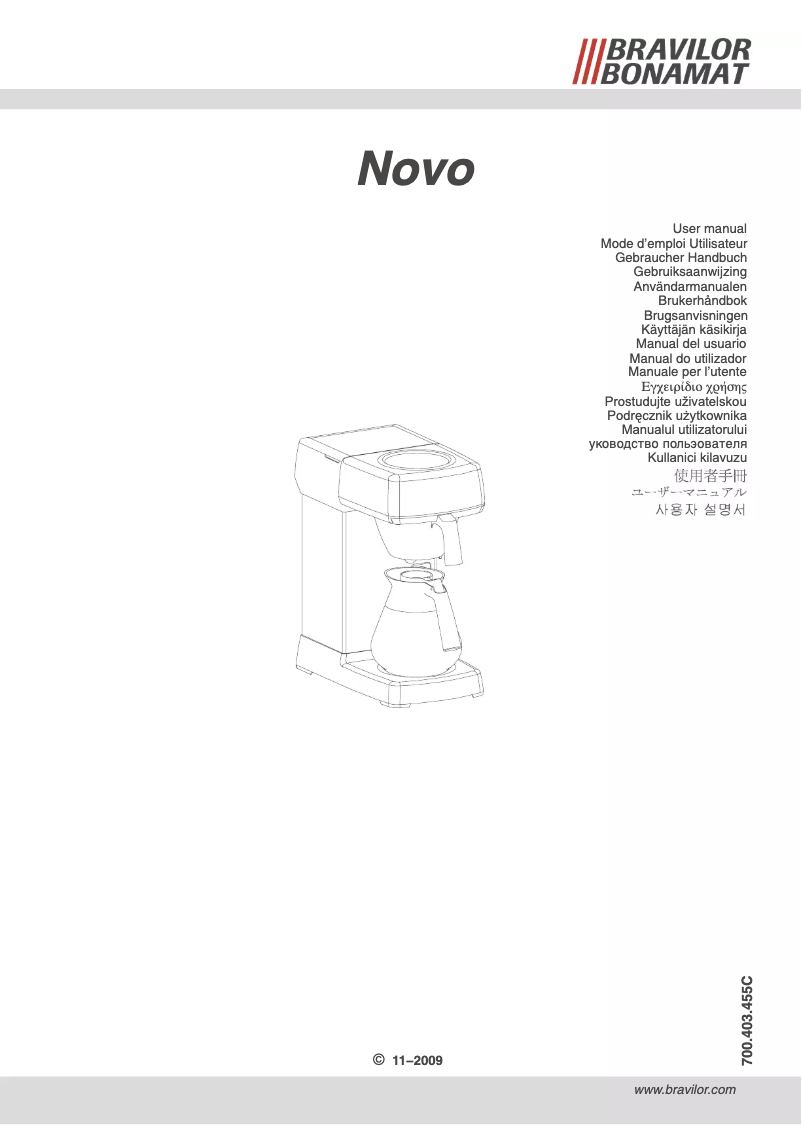 Page n°1 - Manuel utilisateur Bravilor Novo