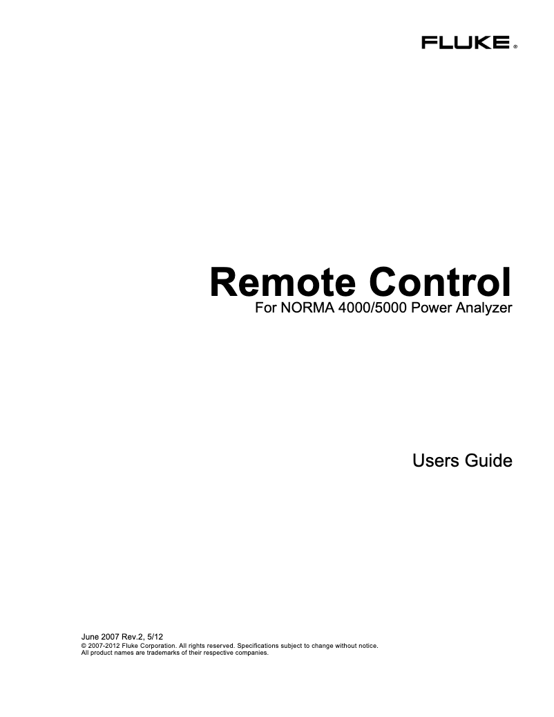 Page 1 de la notice Manuel utilisateur Fluke Norma 5000