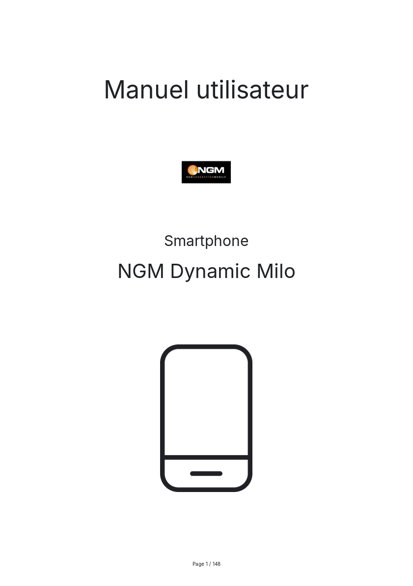 Page n°1 - Manuel utilisateur NGM Dynamic Milo