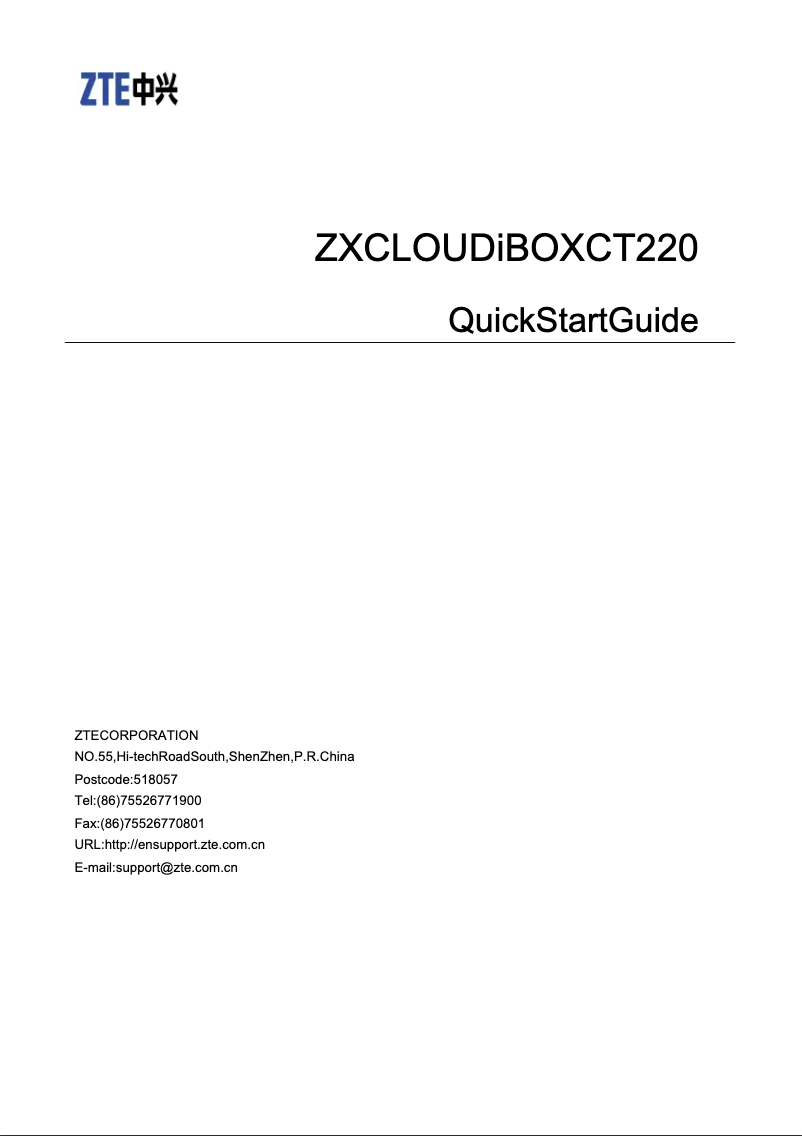 Page 1 de la notice Manuel utilisateur ZTE ZXCLOUD CT220