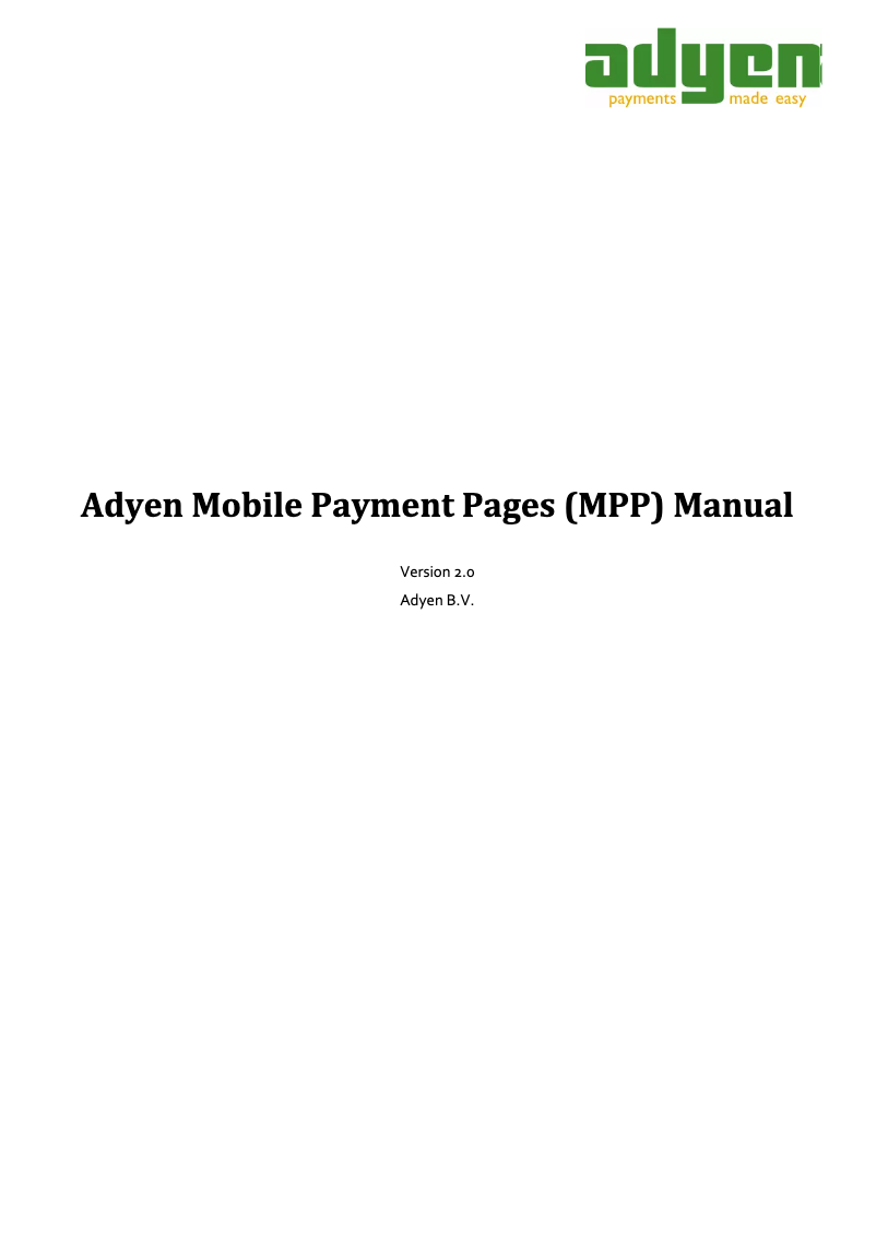 Image de la première page du manuel de l'appareil Mobile Payment Pages