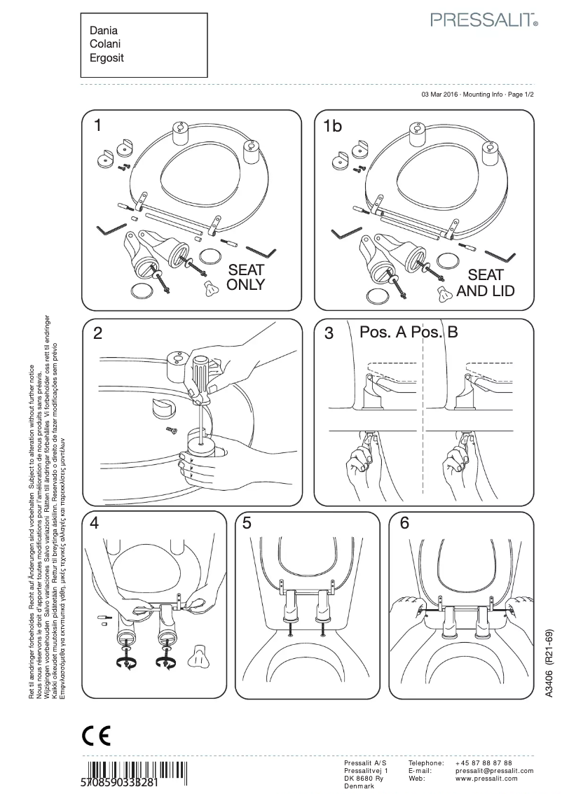 Page n°1 - Manuel utilisateur Pressalit Projecta Pro
