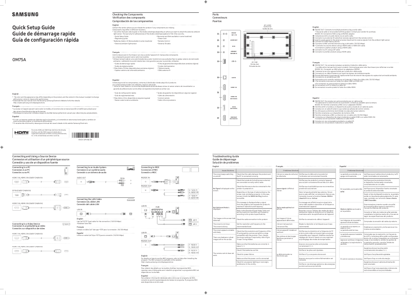 Page 1 de la notice Guide de démarrage rapide Samsung OM75A