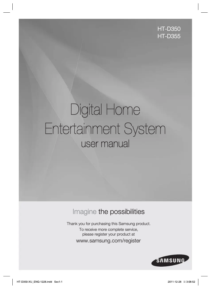 Page n°1 - Manuel utilisateur Samsung HT-D350