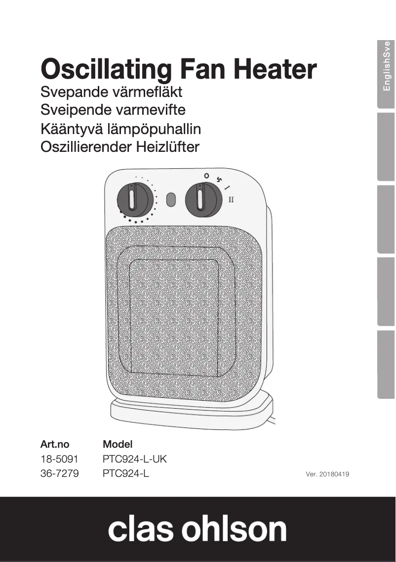 Page n°1 - Manuel utilisateur Clas Ohlson PTC924-L
